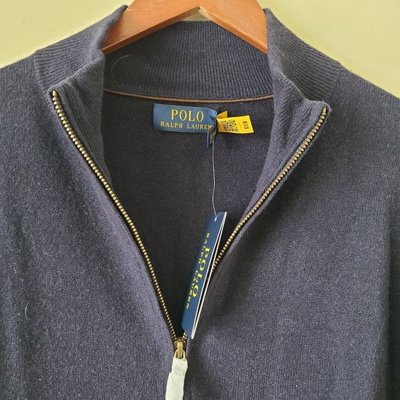 NWT Polo Ralph Lauren Mens 100% Wool 1/4 Zip Pullover Sweater Navy Size XXL Knit - Picture 3 of 9